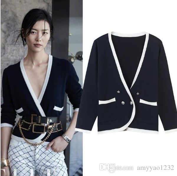 

2018 бесплатная доставка бренд же стиль кардиган панелями мода выпускного вечера с длинным рукавом кнопка pure colorwomens свитер yl, White