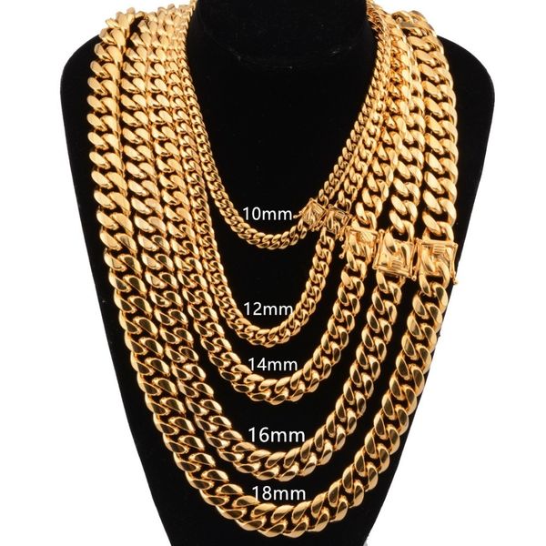 

granny chic 8-18mm wide 8-40inch length men gold color stainless steel miami curb cuban link chain necklace or bracelet jewelry, Silver