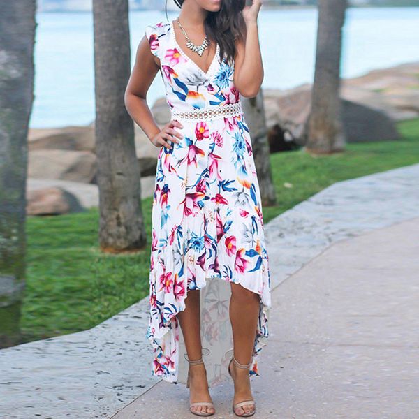 

2019 women's dress summer dress floral bodycon derss elegant sleeveless ruffle midi party clothes vestidos verano, Black;gray
