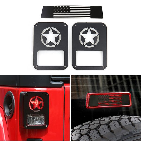 

tail light cover ,rear high brake light decoration cover for jeep wrangler jk 2007-2017 exterior accessories (pentagram