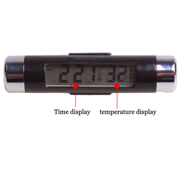 

mini car clock thermometer automobiles interior ac vent suction cup mount led backlight digital display temperature meter gauge