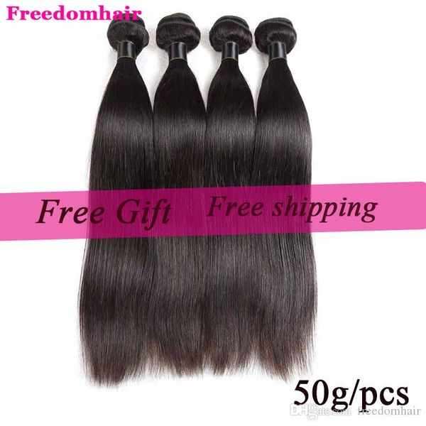 

8a straight brazilian hair extension 100% unprocessed virgin human hair bundle indian remy hair weave weft extensions straight 50g/pcs, Black