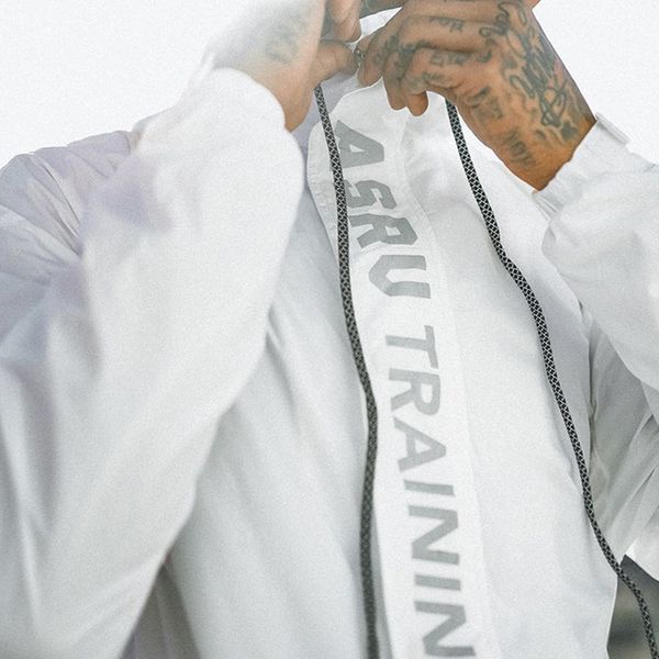 

e-baihui 2020 spring and autumn new windbreaker men's long-sleeved hooded jacket men outdoor reflective letter printing jacket w-55, Black;brown