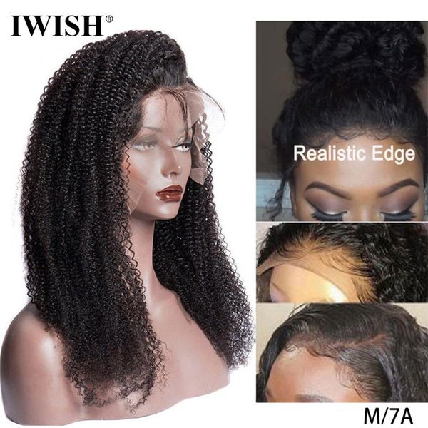 

10- 26 inch mongolian afro kinky curly wig lace front human hair wigs pre plucked with baby hair remy wigs for black women, Black;brown