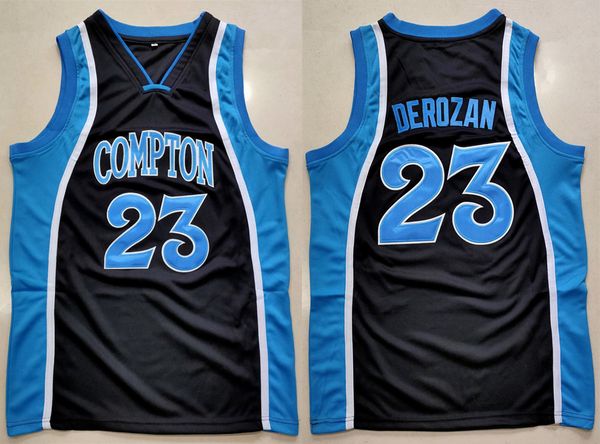 

demar derozan #23 compton high school black retro basketball jersey men's stitched custom any number name jerseys