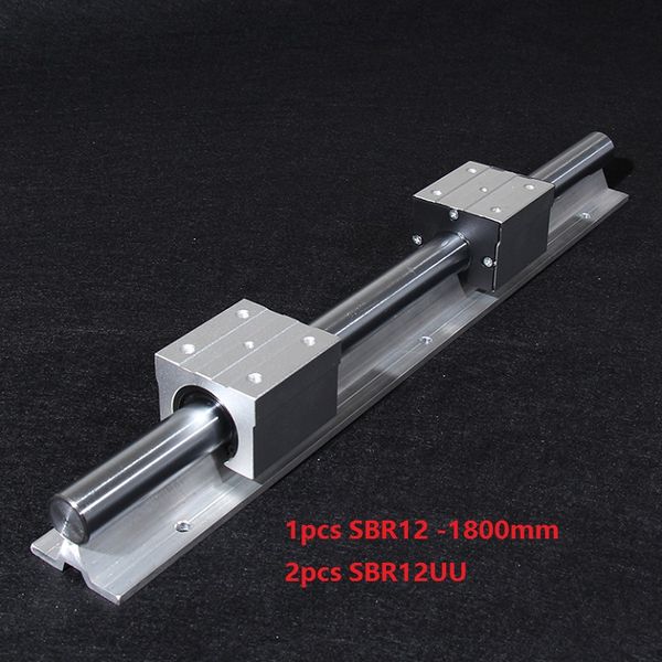 1 pcs SBR12-1800mm trilho de suporte guia linear + 2 pcs SBR12UU blocos de rolamento lineares para cnc router