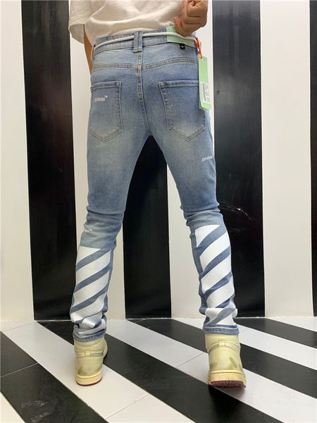 

2020 fashion new style brand men's denim jean embroidery tiger pants holes jeans zipper men pants trousers3, Blue