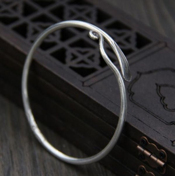 

fashion- jewelry s999 sterling silver bracelets open simple bangles for women classic fashion of shipping, Black