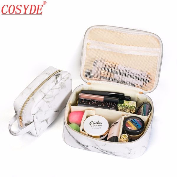 

fashion marble make up bag women portable tote toiletry zipper tool pouch travel beauty cosmetic bags case wash up pouch