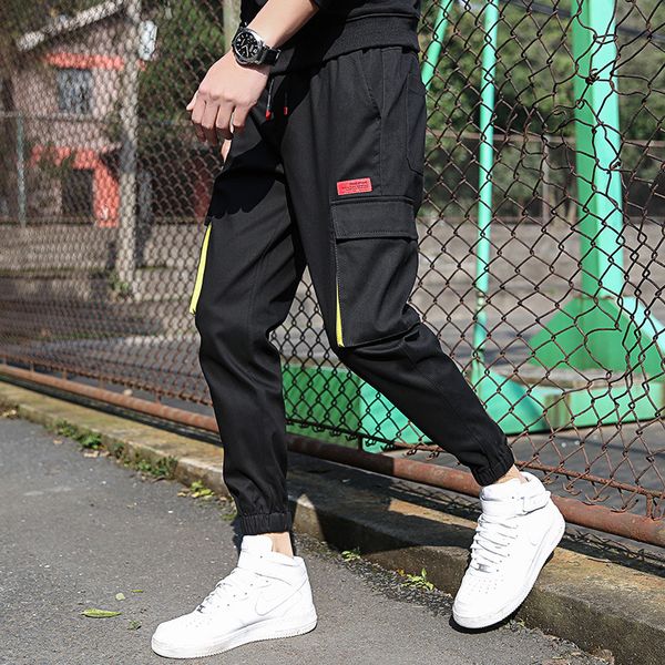 

men's pants m-4xl side pockets cargo harem 2021 black hip hop casual male joggers trousers fashion streetwear