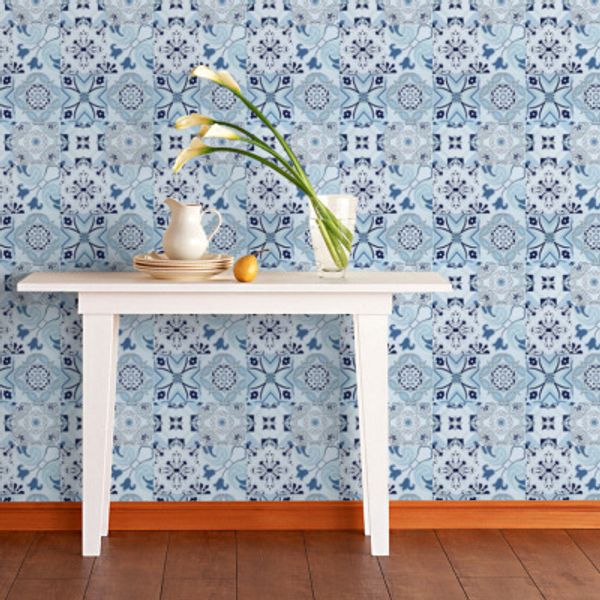 Pvc Self Adhesive Wallpaper 3d Waterproof Personalized Blue Dormitory Wall Stickers Hotel Living Room Wallpaper Self Adhesive Bedroom Mirrored Floor