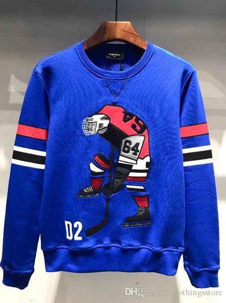 

d2 классический прилив бренда свитер мужской дизайнер балахон роскошные вскользь пуловер способа фуфайки мужчин и женщин пары вокруг шеи сви, White;black