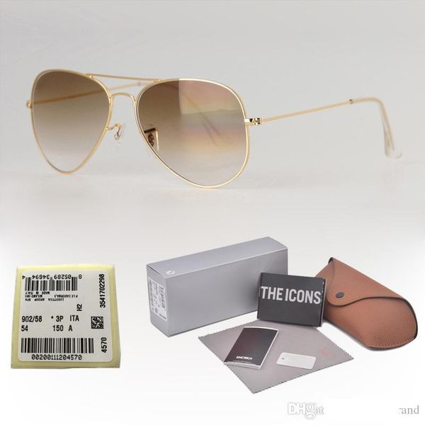 

gradient glass lens classic pilot sunglasses men women holiday fashion sun glasses with label and retail accessories, White;black