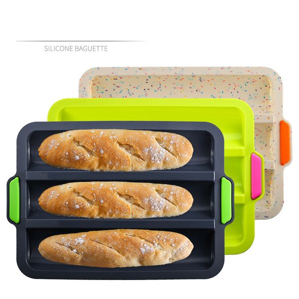 

baguette mold three grid baguette baking tray french style non stick bread mold cake baking tray silica gel mold baking tool fast shipping