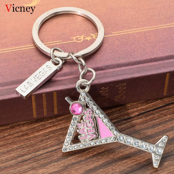 

vicney las vegas keychain for women bling rhinestone key chain for bag charm pink cute keyring key fashion jewelry girl, Silver