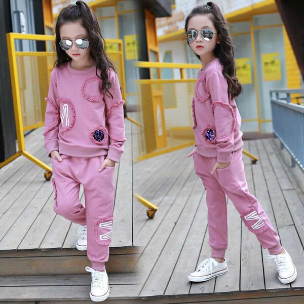 

girls spring clothes sets toddler kids girl sweatshirt+ pant 2 pcs set autumn children girl clothing outfits for 3t -13 yrs, White