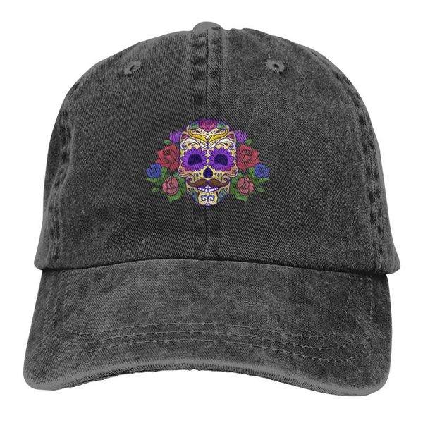

day of dead suger skull vintage adjustable trucker cap for adult