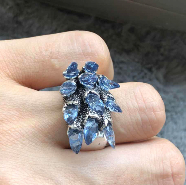 

fashion rings lady natural crystal geometric silver ring bohemian fashion party wedding jewelry accessories size 6 7 8 9 10, Golden;silver