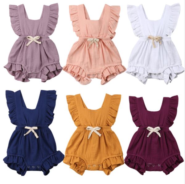 

2019 Multitrust Brand Newborn Baby Girls Ruffle Solid Color Bodysuit Jumpsuit Outfits Summer Casual Clothing Sunsuit