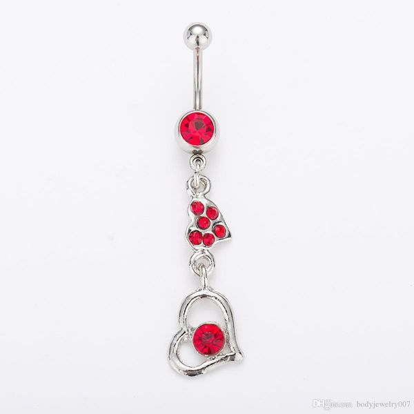 

d0135( 4 colors) belly button navel rings body piercing jewelry dangle accessories fashion charm love gift 10pcs lot, Silver