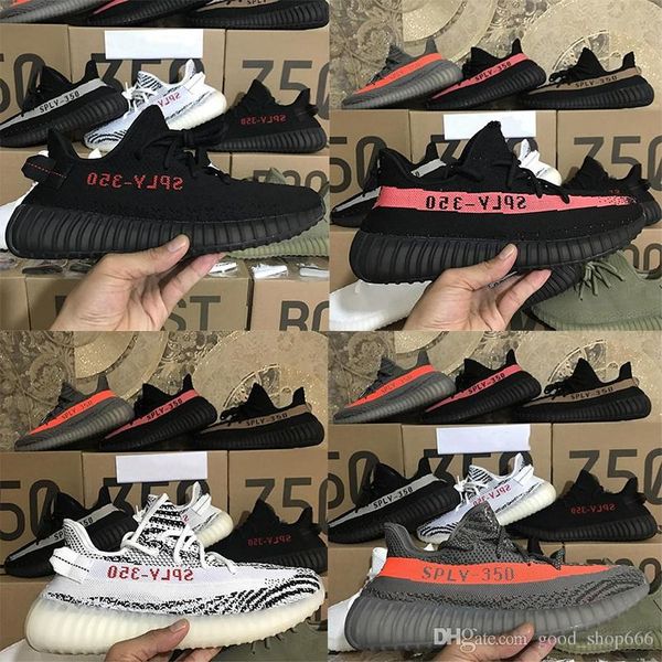 

2019 Kanye West 35O V2 Shoes Black Bred Orange Grey Dark Green Cream White Sneaker Designer Womens Mens Running Shoes Size 36-46