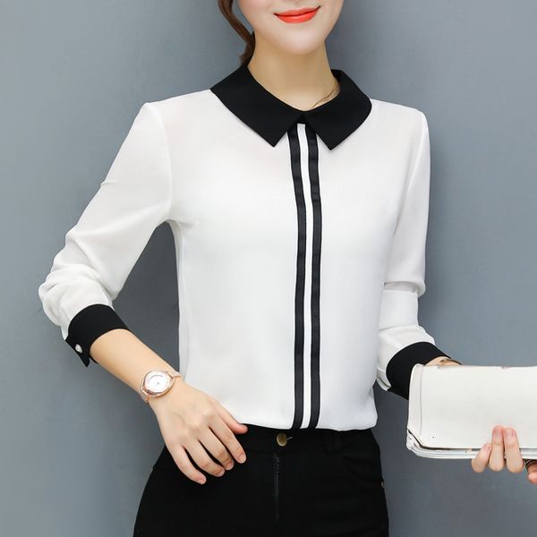 

womens summer blouse summer spring blouses office work chiffon shirts red slim blouse casual long sleeve plus size white shirt