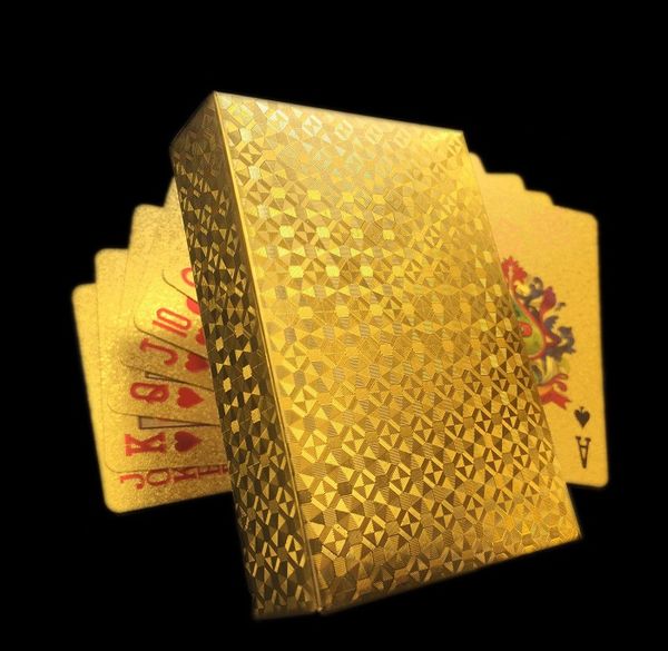 20 set giochi di carte carte da poker carte da gioco placcate in lamina d'oro plastica oro locale di alta qualità impermeabile PET / PVC stile generale all'ingrosso