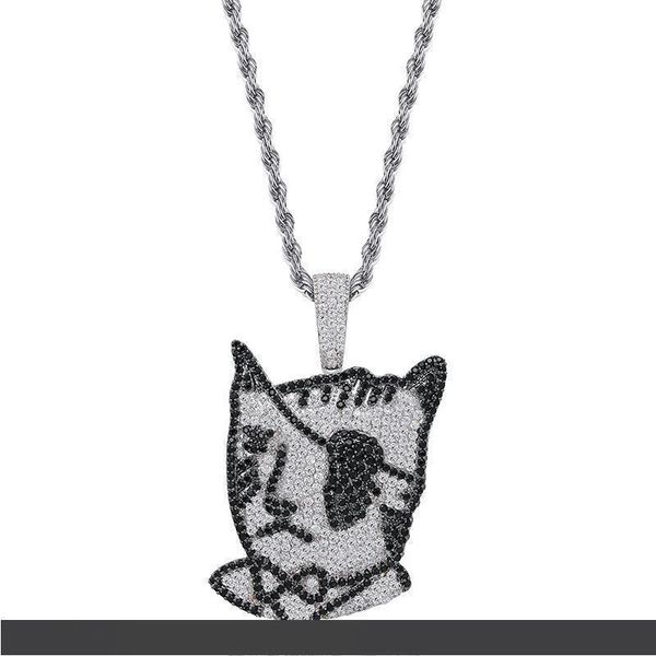 

pirate one-eyed cat pendants designer necklace mens hip hop jewelry 18k gold plated summer fashion gold necklaces, Silver