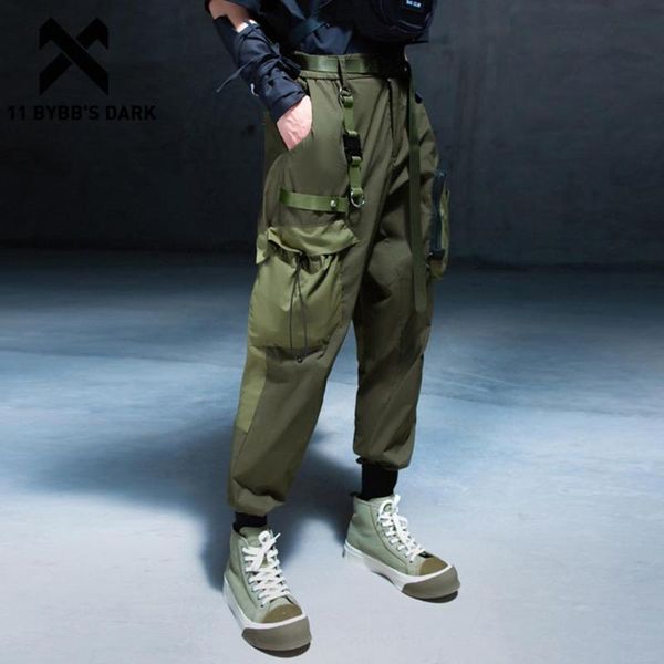 

11 bybb's dark color block cargo pants men patchwork big pocket hip hop streetwear male joggers pants harajuku track trousers, Black