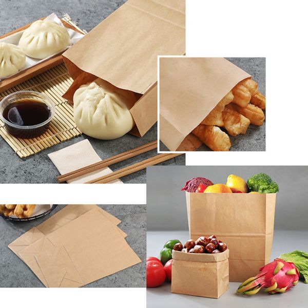 

50pcs kraft paper bags food small gift bag sandwich bread bags party wrapping gift takeout eco-friendly bag boxes
