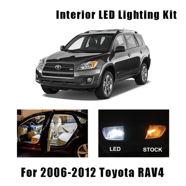

10pcs white led interior light bulbs kit fit for 2006-2008 2009 2010 2011 2012 rav4 map dome trunk mirror license lamp