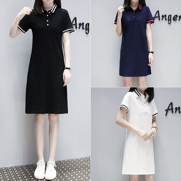 

women's casual sports polo mid-long loose slim paul collar women women's casual sports polo dress t-shirt dress mid-long loose sli, White