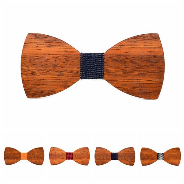 

2018 wood bow tie mens wooden bow ties business butterfly cravat party ties for men wood, Blue;purple