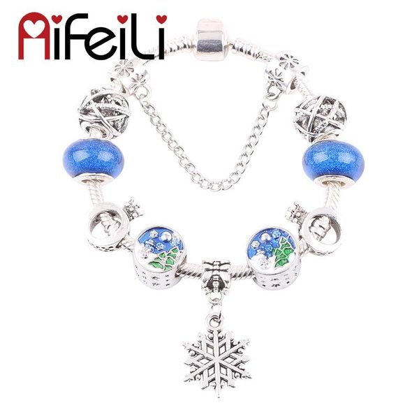 

exquisite christmas tree beads snowflake pendant series diy suitable for women bracelet jewelry glamour european trend fashion, Black