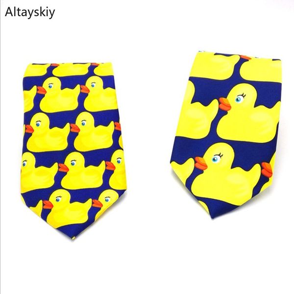 

ties women 2019 yellow duck printed cartoon kawaii skinny womens neck tie simple korean style leisure party trendy daily chic, Black;blue