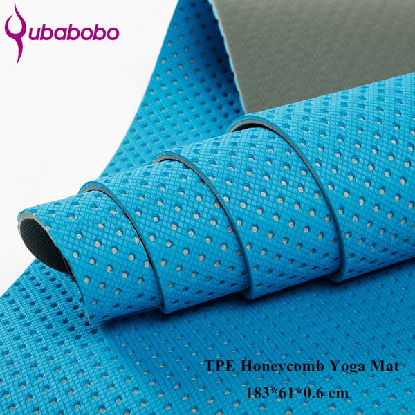 

qubabobo 6mm tpe honeycomb yoga mats for fitness non-slip plates mats yoga gym exercise tasteless pad for beginner+yoga bag