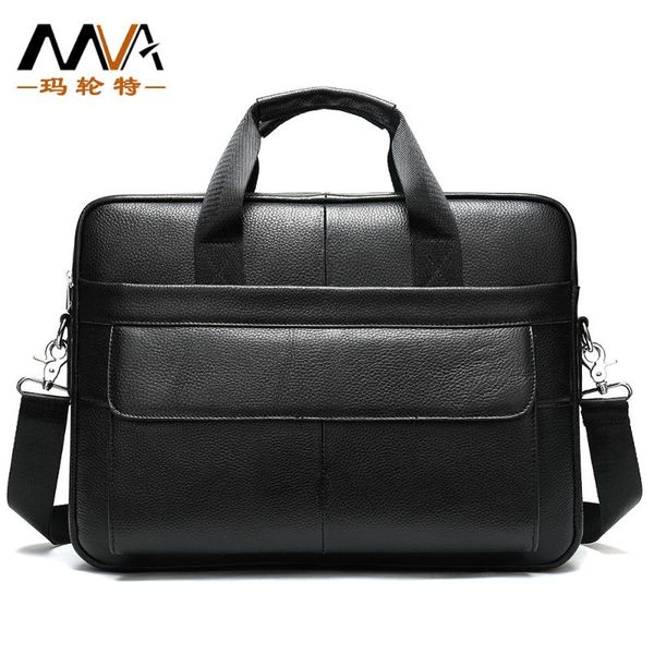 

men casual business bags handbags briefcases cow genuine leathermessenger leather large capacity soft shoulder office travel new