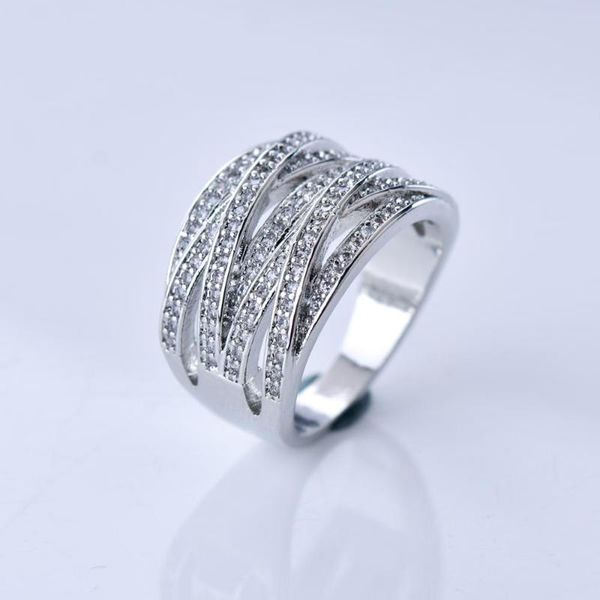 

new shining full cz stone zircon finger rings for woman luxurious whiter gold color charming fashion jewelry, Golden;silver