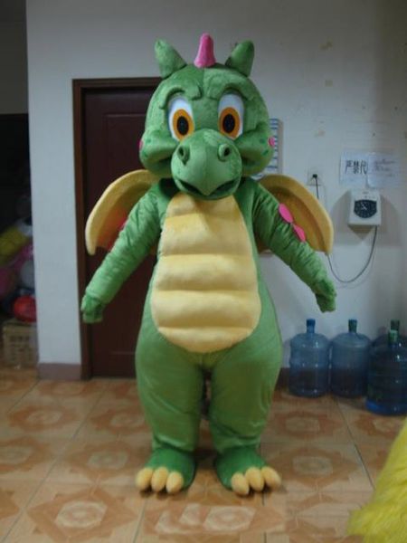 2019 Factory Outlet hot Personaggio dei cartoni animati per adulti carino drago verde Costume della mascotte Costumi di festa di Halloween per costumi di festa di Halloween