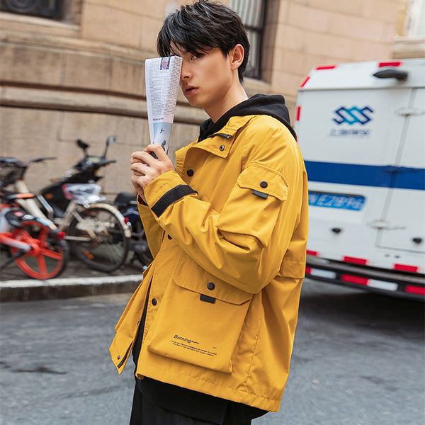 

micro for 2019 autumn new style jacket men's oversize lettered patterning machine can wind jacket, Black;brown