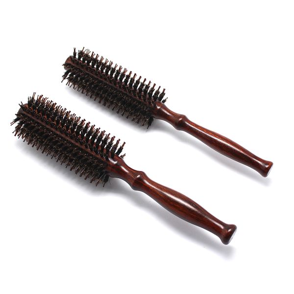 

pro 1 pcs antistatic heat resistant diy boar bristle hair curl brush salon wooden round hairdressing hairbrush 2 size available, Silver