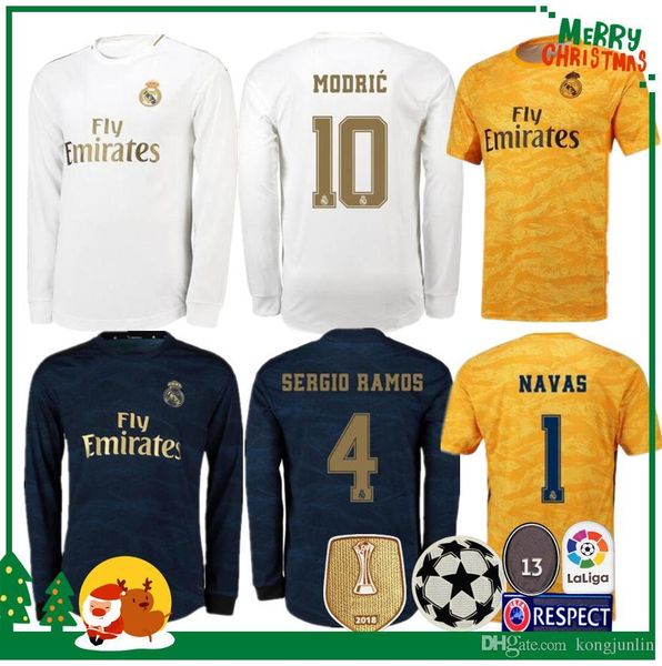 

19 20 Real Madrid Soccer Jersey 2019 2020 HAZARD Home KROOS ISCO Modric Football uniform Adult man Goalkeeper Soccer shirt Long sleeve