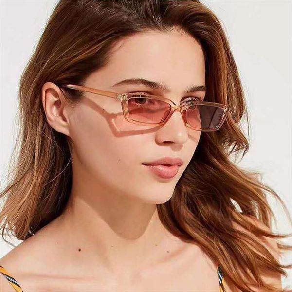 

2019 new small rectangle sunglasses transparent pink tiny narrow frame sun glasses female vintage men's glasses cute eyewear, White;black