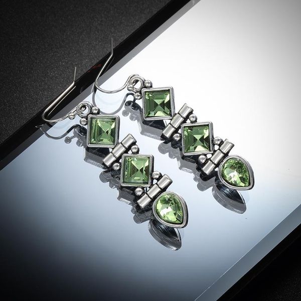 

new style green crystal zirconia drop earrings bridal wedding jewelry for women wholesale earrings for women, Silver