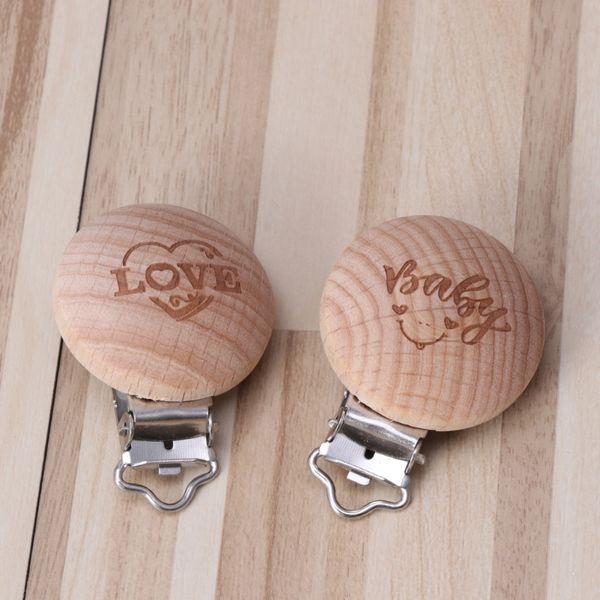 

natural wood baby pacifier clip engraved wooden pacifier holder soother clasps r9ue