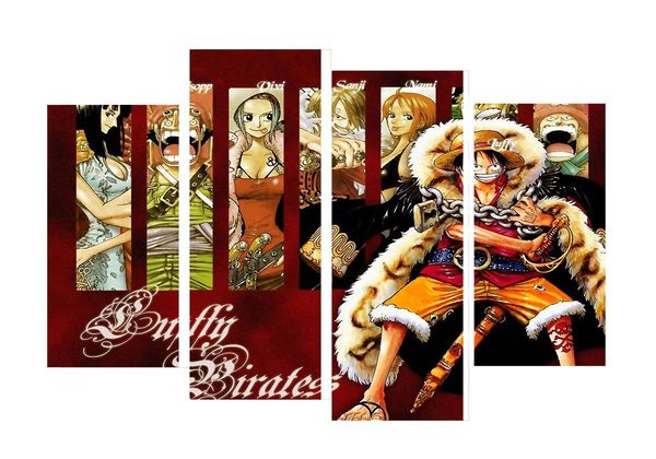 

4pcs/set unframed onepiece luffy captain anime poster print on canvas wall art picture for home and living room decor