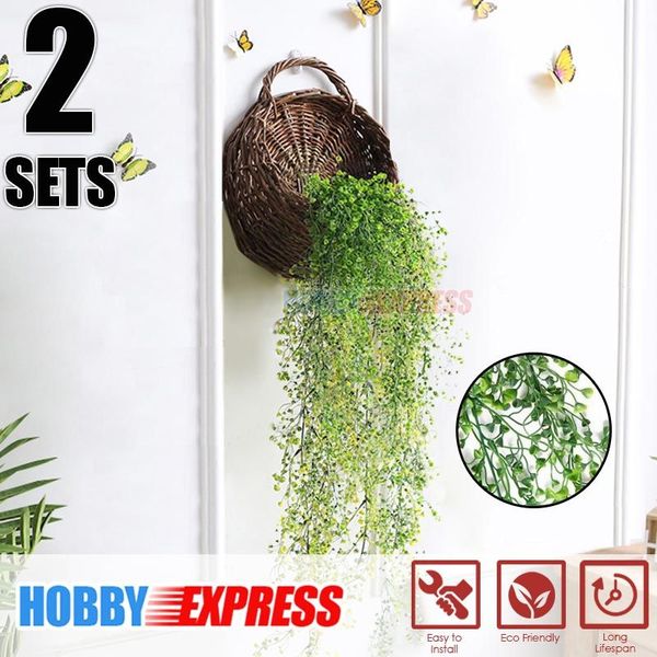 

arrowzoom artificial hanging plant with woven basket wall decoration bundle kk1187