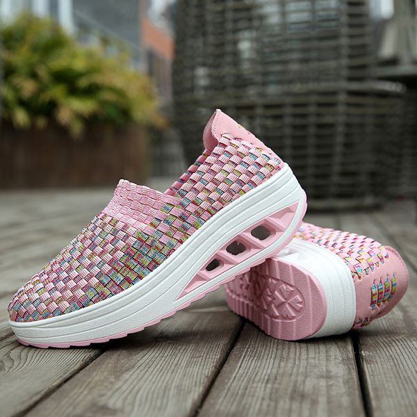 

2019 women sports height increasing breathable running shoes for adults size 35-40 lightweight braided female sneaker