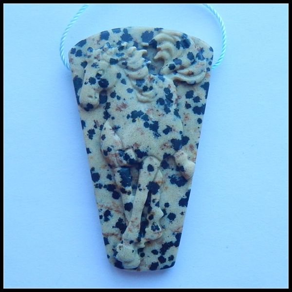 

toal 2 products carved horse spot stone pendant,jewelry gift gem customized,50x30x7mm,15.86g, Blue;slivery