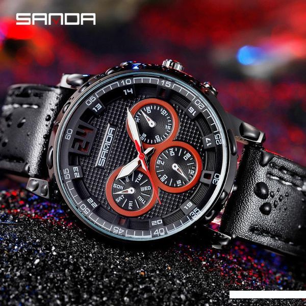 

sanda мужские часы вверх водонепроницаемый кварцевые часы для мужчин повседневный спортивные наручные часы кожа часы мужчина relogio мужчина, Slivery;brown